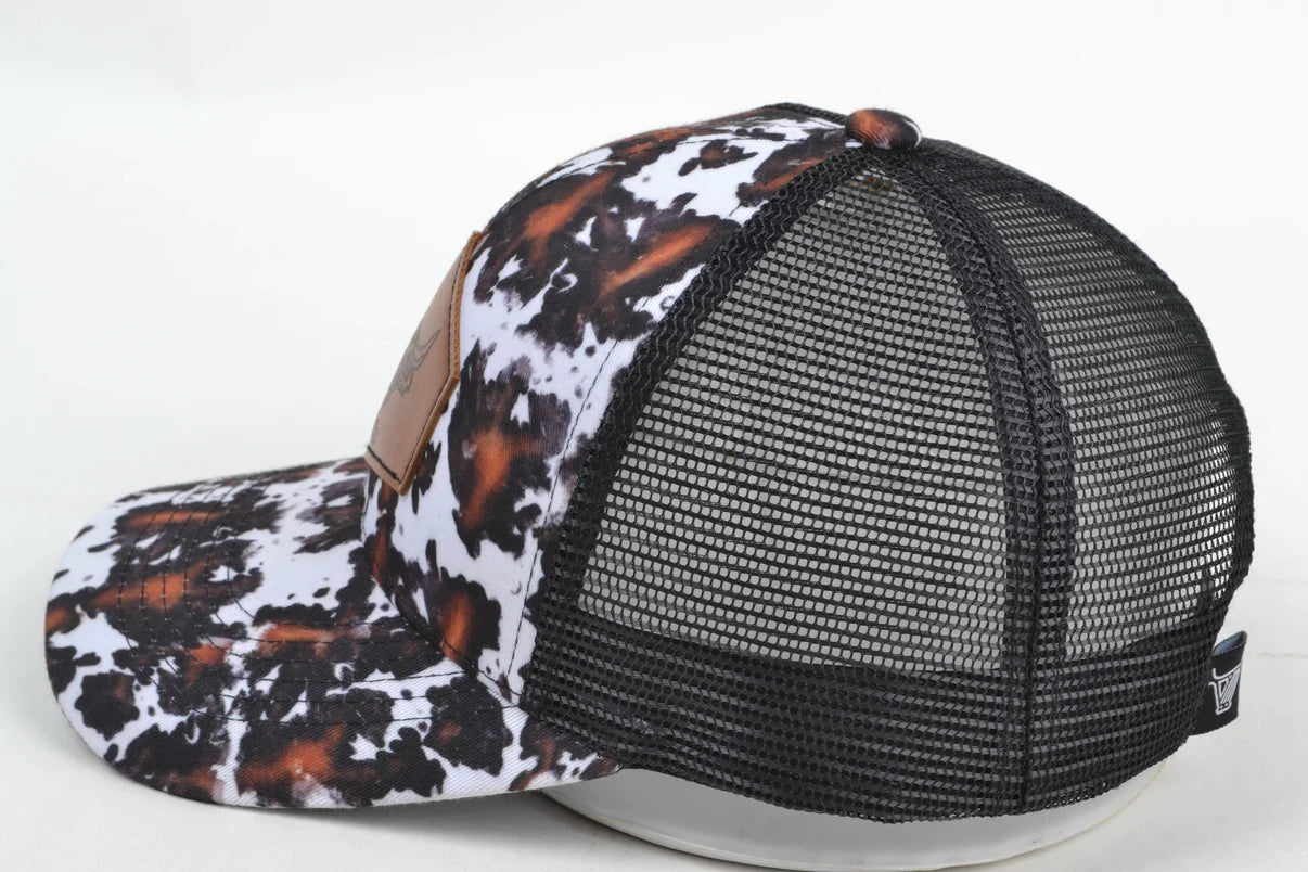 Black and Brown Highland Cow Trucker Hat In Black